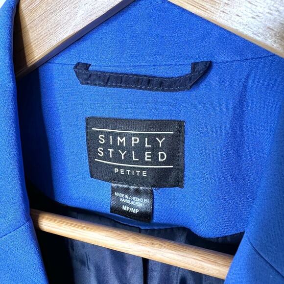 NWT Simply Styled By Sears Blue Color Block Blazer Medium Petite - Picture 6 of 8